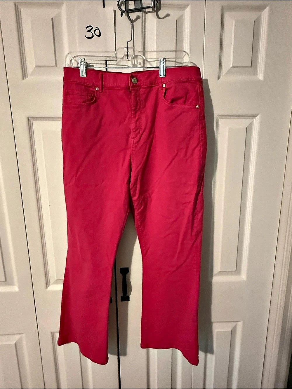 LOFT The Kick Crop Pink Kick Crop Flare Pants Waist 30 Like New